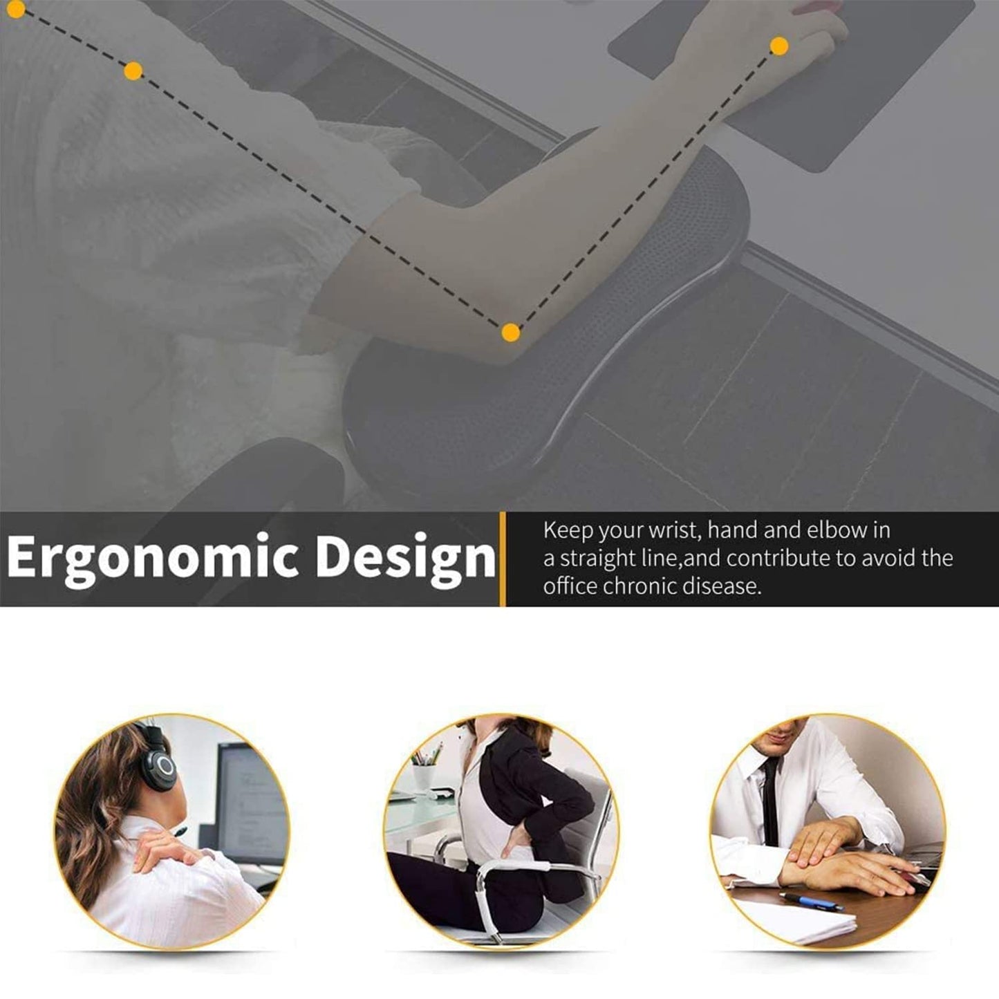 Xspring Arm Rest Support for Desk, Adjustable Wrist Rest Extender, Rotation Elbow Rest for Desk to Release Pressure and Relieve Pain Suitable for Home and Office