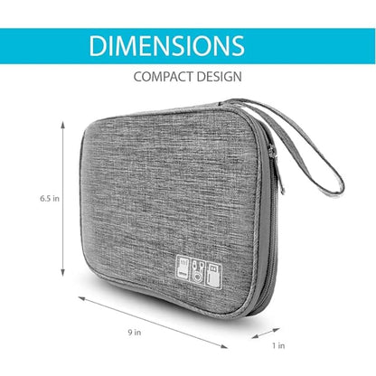 Fabric Rectangle Divided Cable Accessories Organizer Bag With Many Slots And Strong Handle For Personal Supplies Organization - Grey