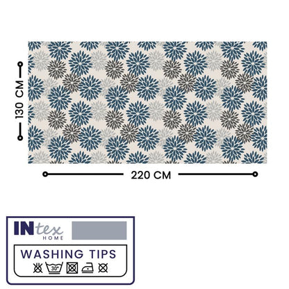 INTEX HOME Linen Velvet Floral Tablecloth, Textured Fabric for Elegant Dining, Special Occasions and Home Decor, Ultra-Soft, Wrinkle-Resistant, Spill-Proof, 130 x 190 cm, Black and Grey