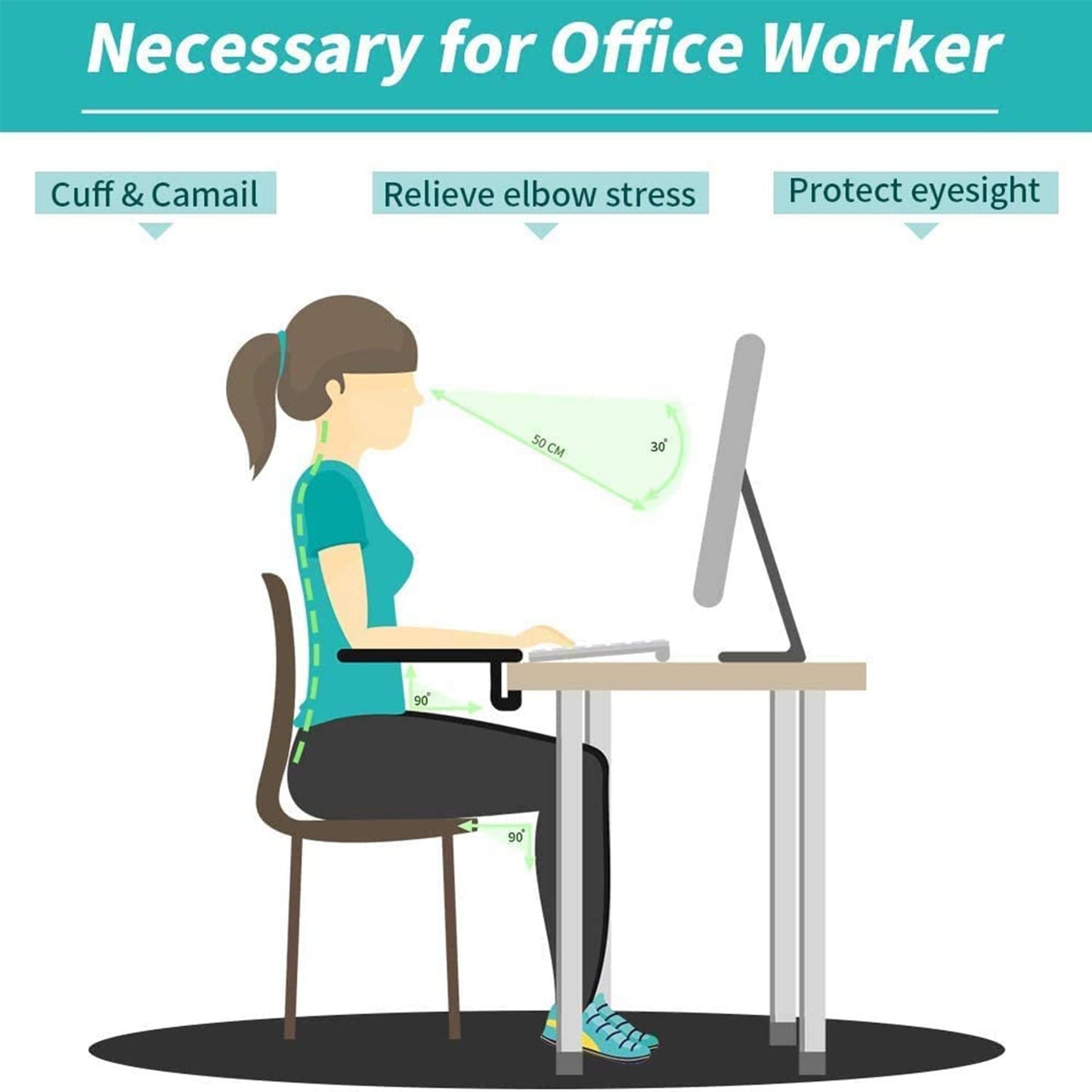 Xspring Arm Rest Support for Desk, Adjustable Wrist Rest Extender, Rotation Elbow Rest for Desk to Release Pressure and Relieve Pain Suitable for Home and Office