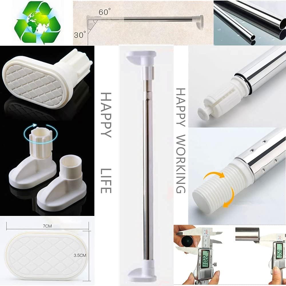 KG Shower Curtain Rail, Curtain Rod Short Extendable Stainless Steel Tension Rod with No Drilling, Modern Telescopic Shower Curtain Pole for Shower for Window Bathroom Wardrobe Doorway (70-120CM)