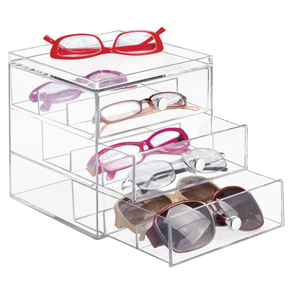 Acrylic Mini Chest of Drawers, Clear Storage Organizer for Bathroom, Dresser, Makeup, Jewelry, and Accessories Display, 3 Drawer Unit, 20 x 15 x 25 cm, Clear