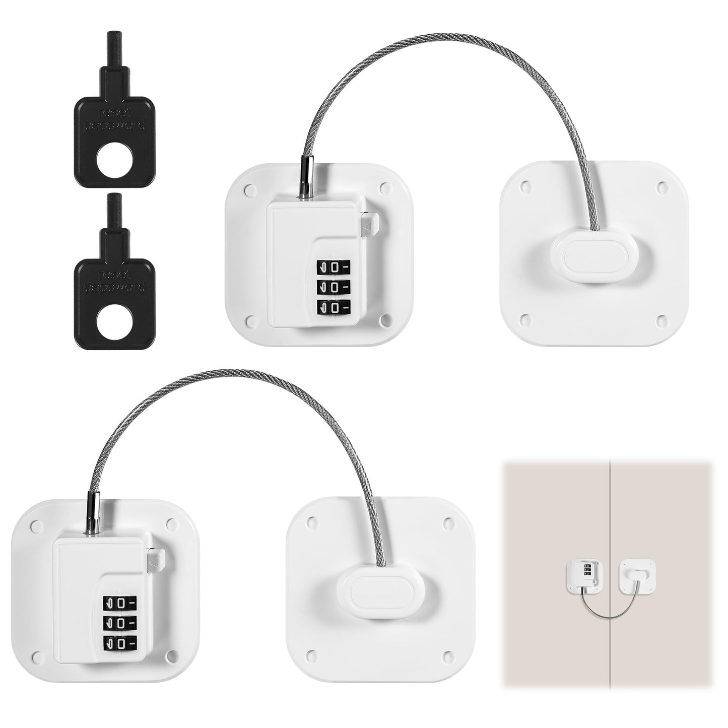 WUISOLQP 2 Pcs Password Fridge Lock, Children Safety Refrigerator Door Lock, Fridge Lock, Cupboard Lock with 3M Strong Adhesive for Drawer Fridge Freezer Cupboard
