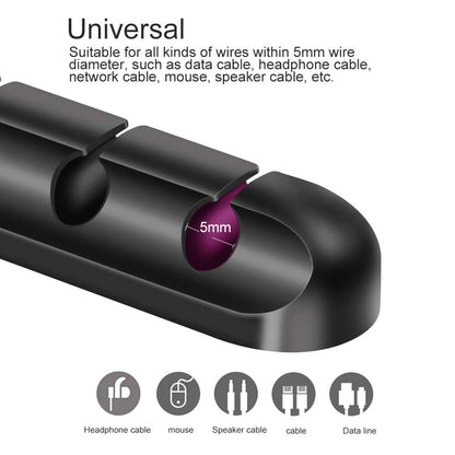 Ventercess Cable Clips Cable Management, 3 Pack 7 Slots Cord Organizer 6mm Black Adhesive Cord Holders for Power Cords USB Cables Charging Cables Headphone Cables in Office and Home (Black)