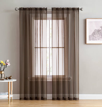 Elegant Voile Chiffon Curtains - Rod Pocket Design - Luxury Soft Fabric 1 Panel