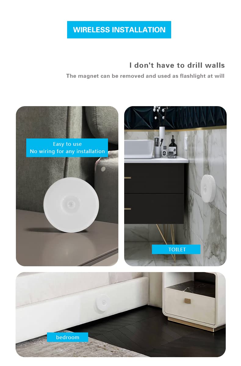 Lengenda Motion Sensor Night Light, USB Rechargeable Human Body Induction Night Lights-Anywhere Wall Light Step Light Stair Light for Bedroom/Cabinet/Kitchen/Entrance (3 Pack, White)