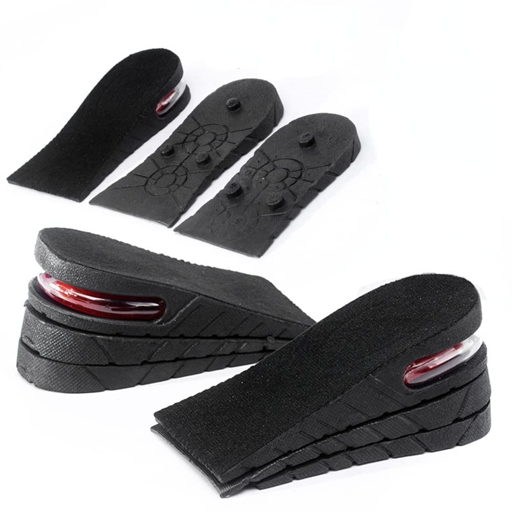 YURRUON Height Increasing Insole 3-Layer Air Cushion Heel Insert Lift Shoes Insole for Men and Women Invisible Elevator Insoles 6cm Black