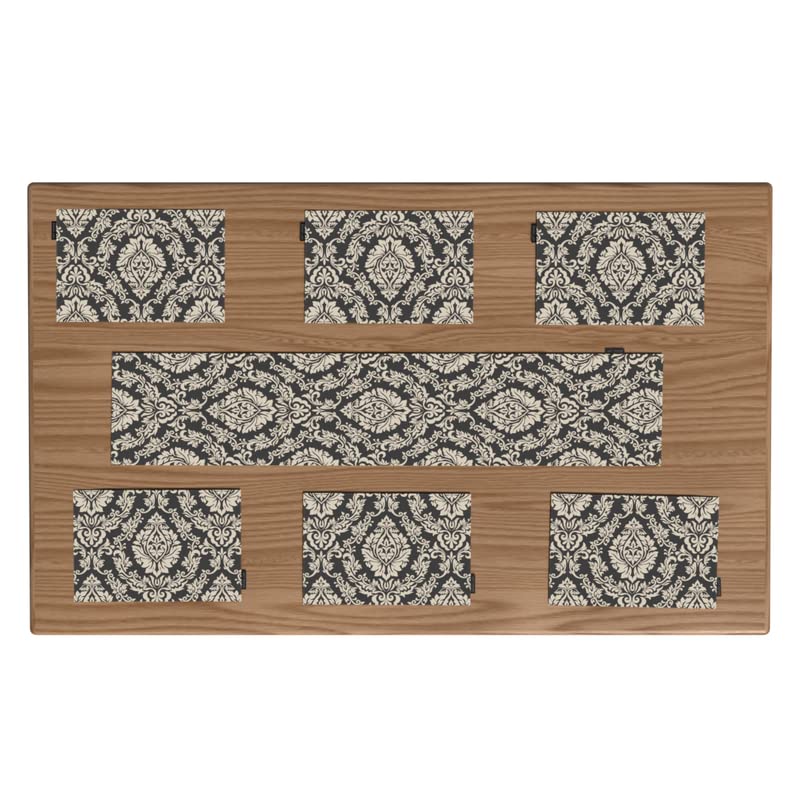 مجموعة مفارش طاولة من القماش الرمادي صوفيا مكونة من 6 قطع باللون الرمادي والأبيض العاجي، كل منها بمقاس 45×30 سم، مفارش طاولة متينة وقابلة للغسل بنمط أنيق لترتيب طعام أنيق ومتطور