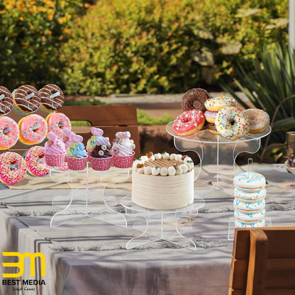 Acrylic Cake Stand Set, Clear Round Display Pedestals, 20, 25, 30 CM, Durable and Lightweight Design, Cupcake and Dessert Holder for Wedding, Party, and Birthday Table Decoration