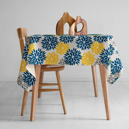 INTEX HOME Linen Velvet Floral Tablecloth, Textured Fabric for Elegant Dining, Special Occasions and Home Decor, Ultra-Soft, Wrinkle-Resistant, Spill-Proof, 130 x 190 cm, Black and Grey