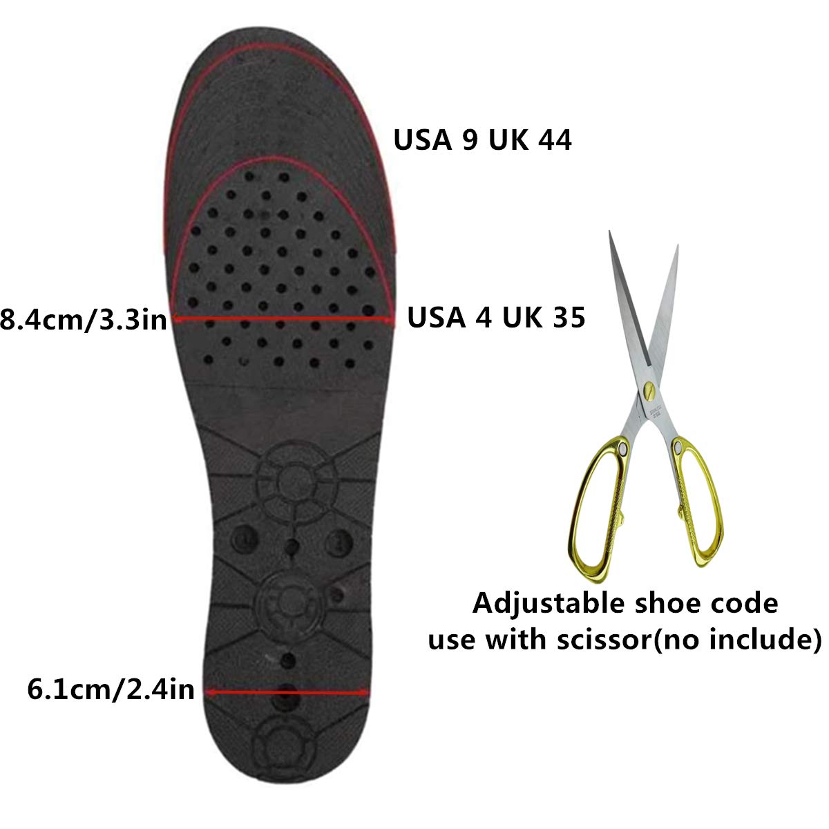 Shaboo Prints Height Increase Insoles Air Taller Cushion Shoes Insoles 4-Layer Heel Insert for Men