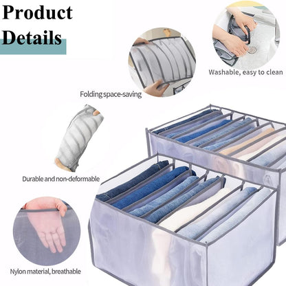 Yoawllty Wardrobe Clothes Organizer, Foldable Drawer Organizer with Dividers for Clothing and Jeans - 2 Pack, Grey