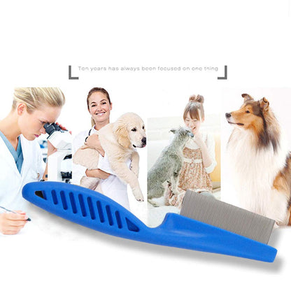 Xj soft protection salon grooming flea comb,fine flea pet comb,flea comb for long haired cats & anti knot grooming comb for dogs ruberised easy grip handle great for rabbits too