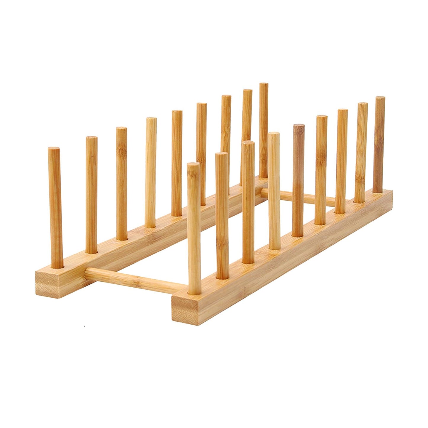 HarttiHome Bamboo Wooden Plate Racks Plate Stand Holder Vertical Drainer Kitchen Cabinet Organiser for Dishes, Pots, Lids, Bowls, Cups, Chopping Board, Kitchen Cabinet Organiser