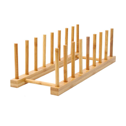 HarttiHome Bamboo Wooden Plate Racks Plate Stand Holder Vertical Drainer Kitchen Cabinet Organiser for Dishes, Pots, Lids, Bowls, Cups, Chopping Board, Kitchen Cabinet Organiser