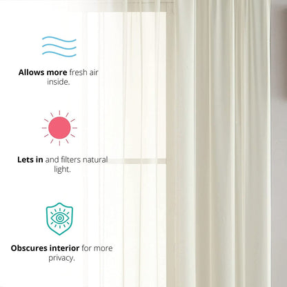 Elegant Voile Chiffon Curtains - Rod Pocket Design - Luxury Soft Fabric 1 Panel