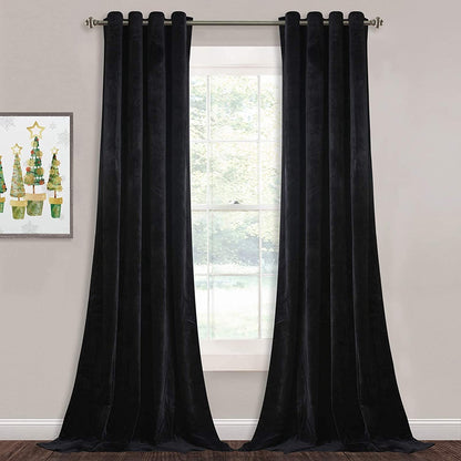 INtex CURTAINS HOUSE Elegant Velvet Curtains - Thermal Insulated Curtains for Living Room,steel Grommets - Light Blocking Shades - 2 panels (135W x 230L CM, Black)