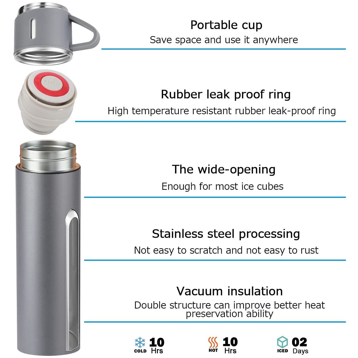 Coffee Thermos Stainless Steel Vacuum-Insulated Water Bottle, 500ml, Double-Wall Thermal Flask, Hot and Cold Beverage Container, Ideal for Travel and Office Use