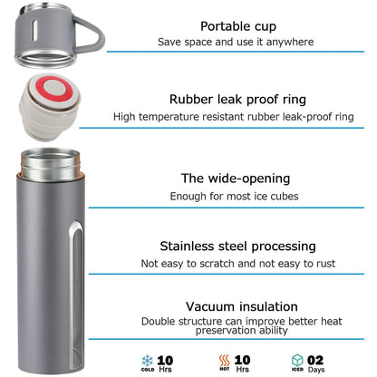 Coffee Thermos Stainless Steel Vacuum-Insulated Water Bottle, 500ml, Double-Wall Thermal Flask, Hot and Cold Beverage Container, Ideal for Travel and Office Use