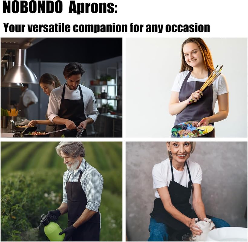 Waterproof Bib Apron - Unisex Apron Bulk with 2 Roomy Pockets Machine Washable for Kitchen Crafting