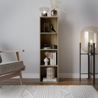 4-Shelf Wooden Bookcase in Warm Oak, Tiered Shelving Display Unit, Freestanding Storage Shelf for Books and Decor, Modern Wood Shelves for Home Office or Living Room