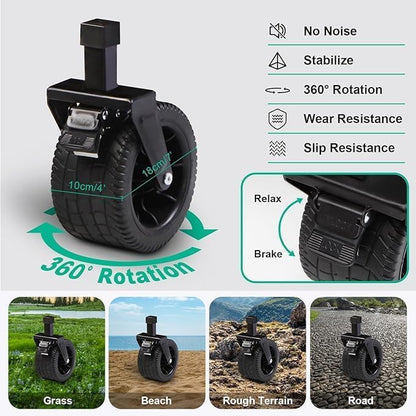 Generic Folding Wagon, Portable with W Heels, 150kg Beach Wagon, Wide Big360 Wheels & Outdoor, beach, camping, shopping, pets for Family, Mom, Dad - Green, Black