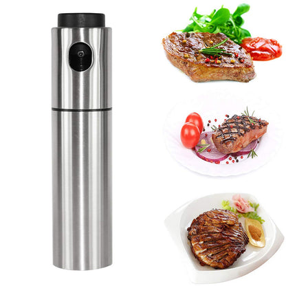 Olive oil sprayer for cooking, portable 100ml stainless steel oil spray dispenser, mini oil spritzer gadget for kitchen, vinegar bottle oil mister for air fryer, bbq, baking, roasting(convex shape)