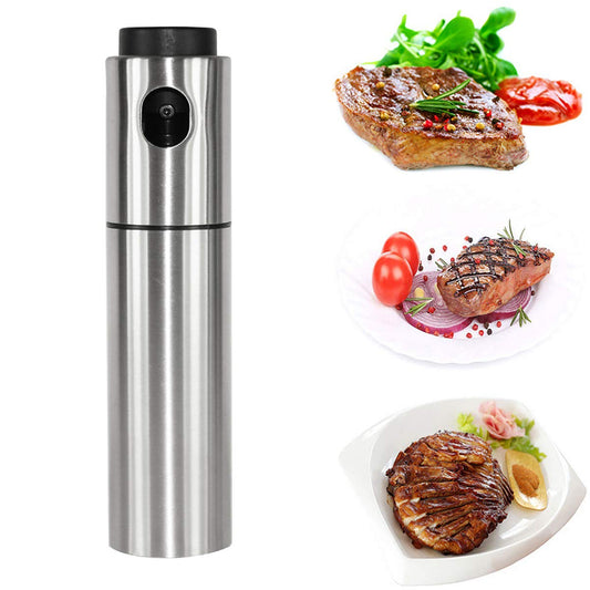 Olive oil sprayer for cooking, portable 100ml stainless steel oil spray dispenser, mini oil spritzer gadget for kitchen, vinegar bottle oil mister for air fryer, bbq, baking, roasting(convex shape)
