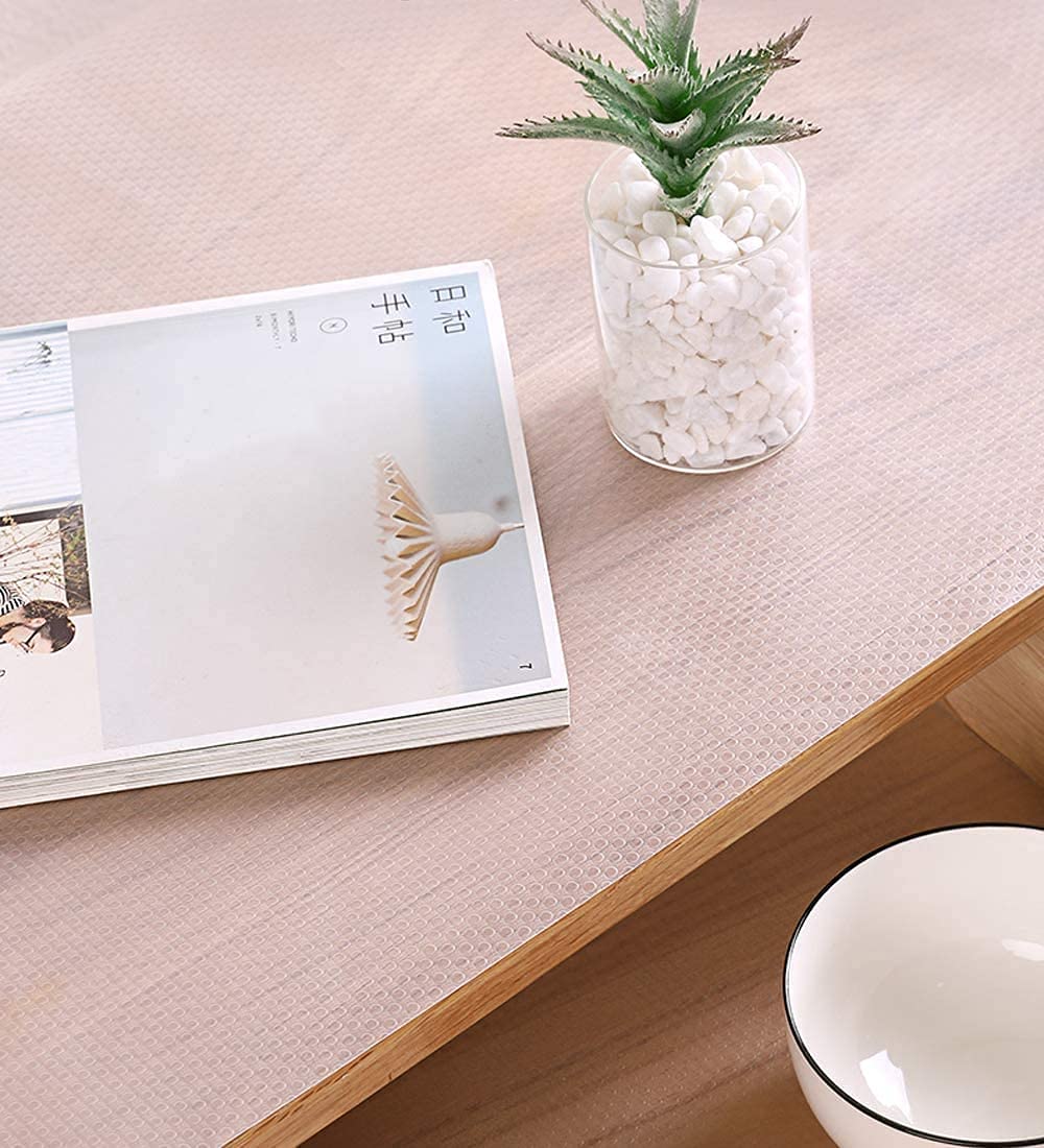 Zindoo Drawer Liners 44.5cmx500cm Shelf Liner Washable Cupboard Cabinet Liner Non-Adhesive Refridge Locker Anti-Slip Mats Sink Protector for Home Clear