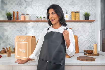 Premium Leather Apron - Durable Faux Leather Apron with Adjustable Straps And Pockets, Perfect for Chefs, Baristas, Grilling, and Crafts - Stylish and Easy to Clean
