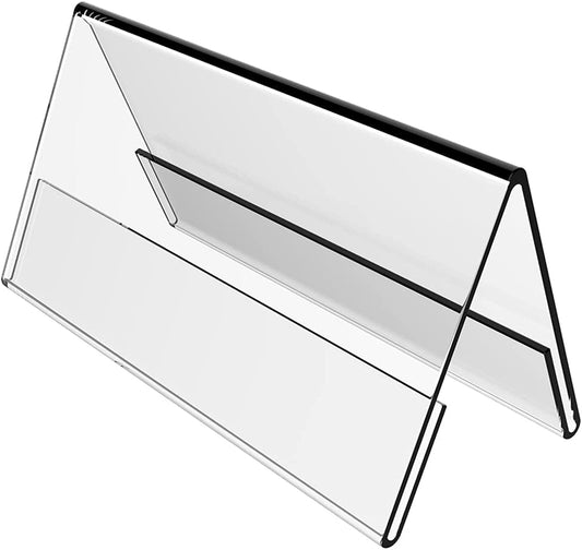 Acrylic Desk Name Plate Holders, 6-Pack Double-Sided Table Tents Sign Stands, 21 x 7 cm Horizontal Display for Desk, Table, Office, Classroom, Reception and Event Use, Clear
