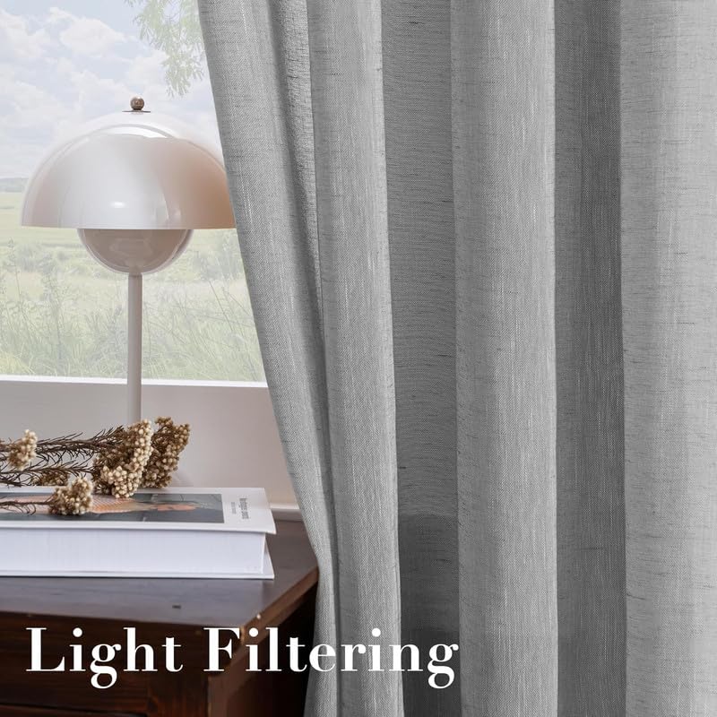 INtex CURTAINS House Semi-Transparent Linen Sheer Curtain, Lightweight Fabric with Steel Grommets, Elegant One Piece Window Panel for Living Room or Home Décor - 400 W x 270 L - Café