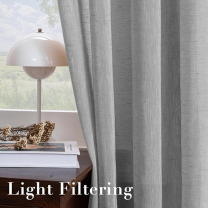 INtex CURTAINS House Semi-Transparent Linen Sheer Curtain, Lightweight Fabric with Steel Grommets, Elegant One Piece Window Panel for Living Room or Home Décor - 400 W x 270 L - Café