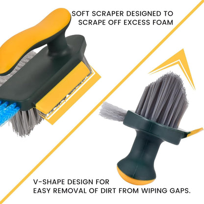 KRYLAR-Cleaning Brush with Squeegee Scrub Brush Crevice Cleaning Brush Tools, v-Shape Gap Brush Multifunctional scrubbing Floor Brush for Cleaning Corner,Window,Sink,Kitchen (4 in 1 Cleaning Brush)