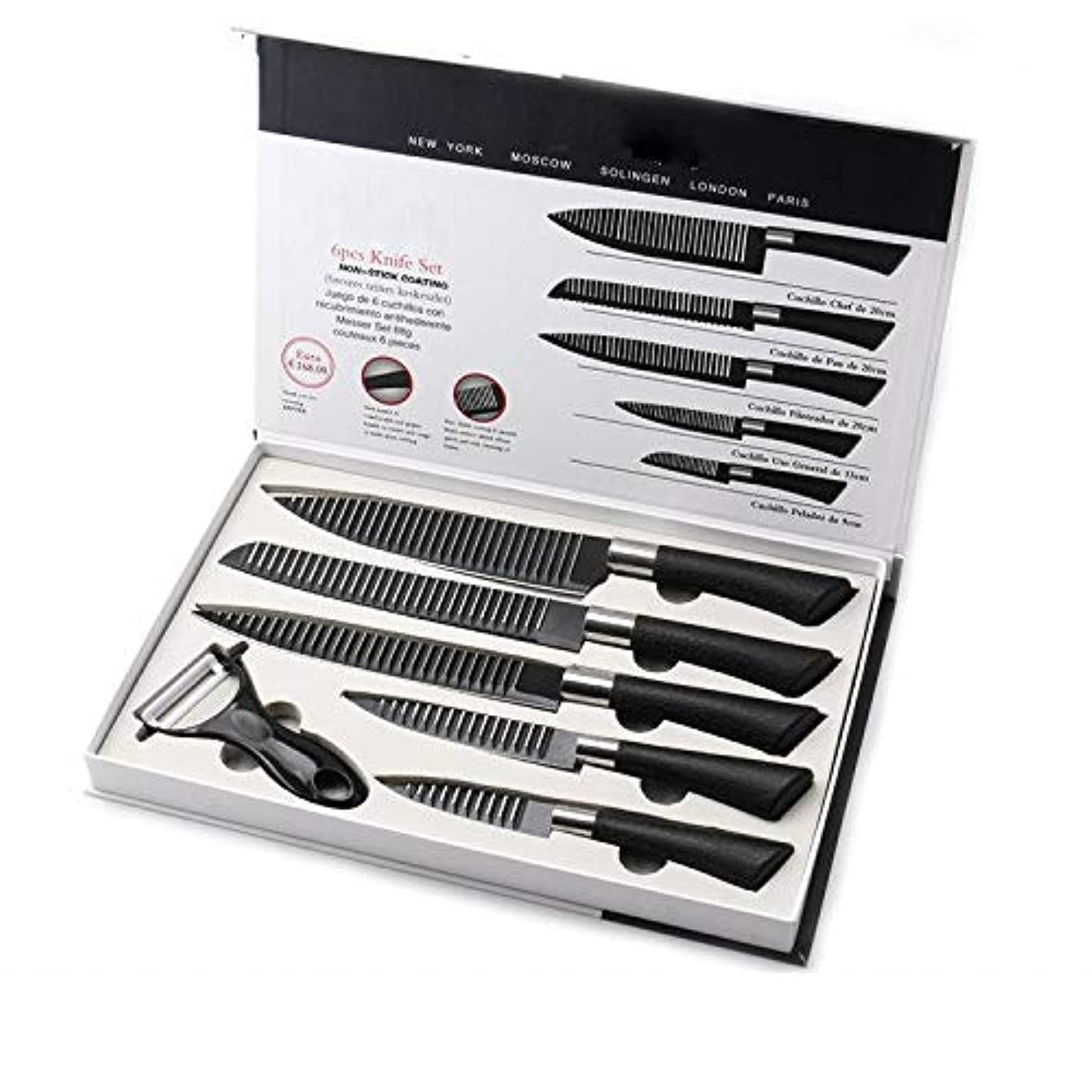 Kitchen Stainless Steel Tool Set 6 Piece Set Kitchen Knife Set Black Non-Stick Knife Gift Set
