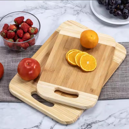OXMEZA Wooden Cutting Boards for Kichen Cutting Board Double Sided Bamboo Cutting Board for Chopping Vegetables, Fruits, Cheese, Knife Friendly Serving Tray (Wood Handle - 30X 20X 1.8 CM)