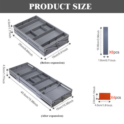 Drawer Organizer, Multi Level Expandable Desk Organizer Tray, Collapsible Storage Trays for Jewelry and Cosmetics Storage, Versatile for Dressing Table, Bathroom (2 Layers)