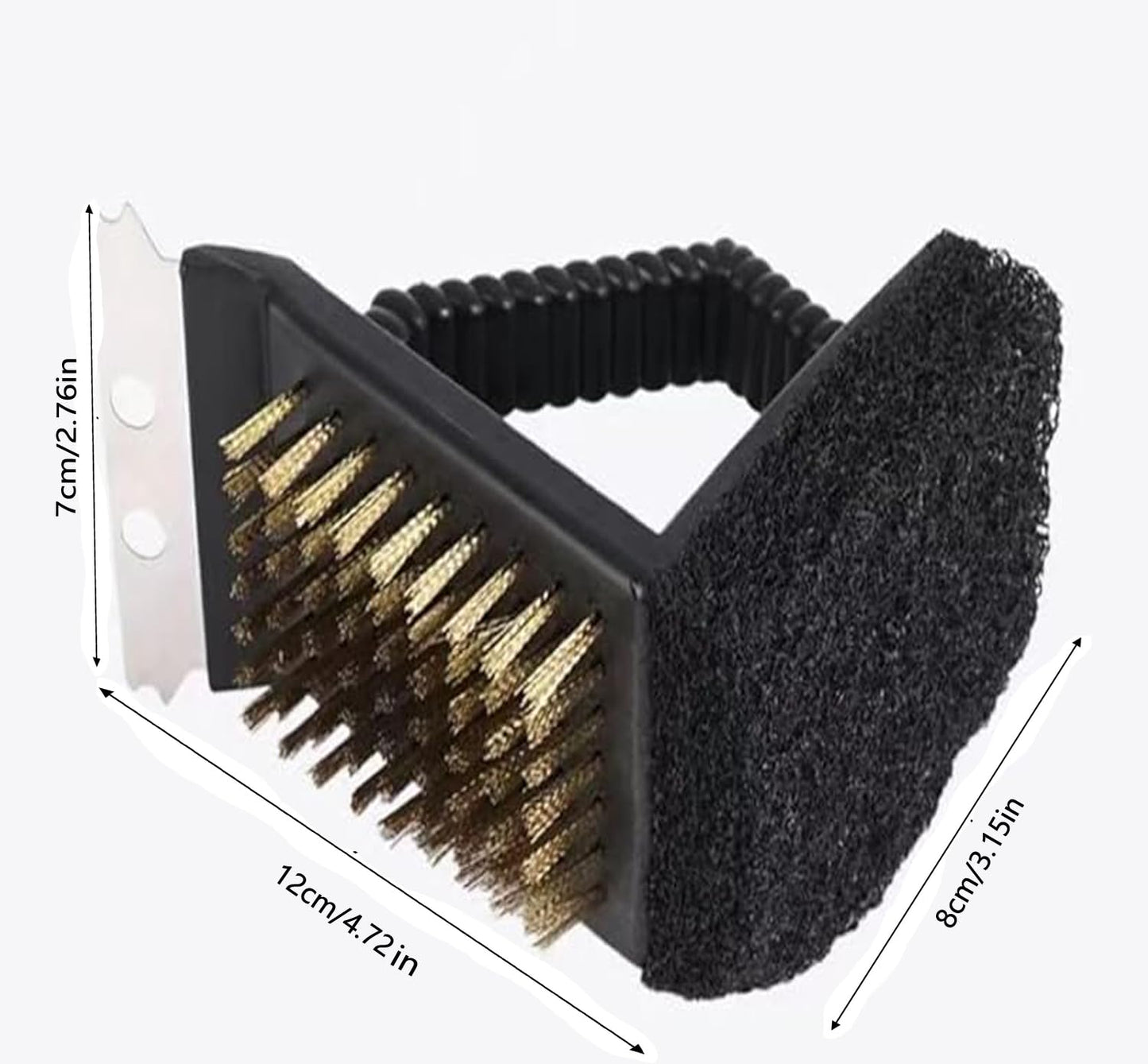 LLJJLXZCD 3-in-1 Barbecue Cleaning Assistant, Stainless Steel Scraper, Brass Wire Brush, Sponge, Silver, 2-Pack, Grill Brush, Grill Cleaning, CLEANING_BRUSH