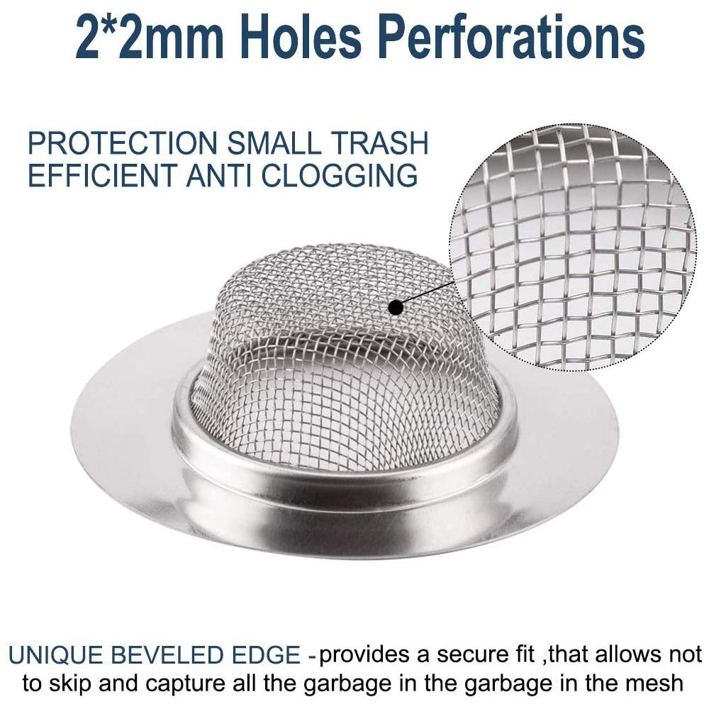 ZLYY 2PCS 3.5 INCH Kitchen Sink Drain Strainer, Stainless Steel Anti-blocking Mesh Drain Stopper For Kitchen Bathroom Basin Laundry.