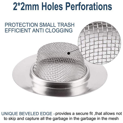 ZLYY 2PCS 3.5 INCH Kitchen Sink Drain Strainer, Stainless Steel Anti-blocking Mesh Drain Stopper For Kitchen Bathroom Basin Laundry.