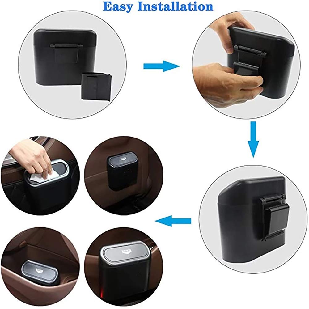 Car Trash Can with Lid, Accmor Mini Vehicle Trash Bin Car Dustbin Garbage Organizer Storage 2 Packs, Automotive Garbage Can Bin Trash Container for Cars, Home, Office