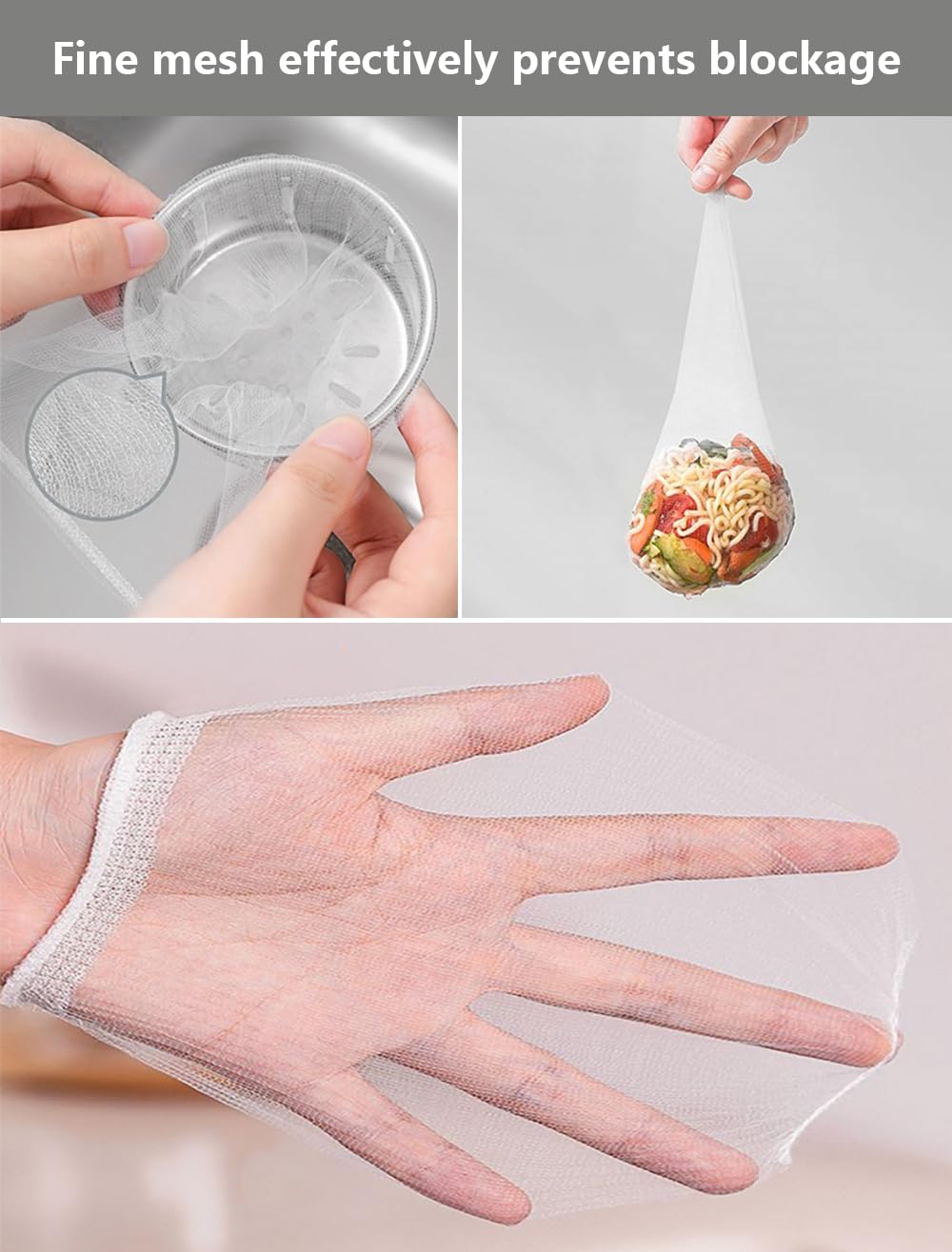 Vlwltl 200 PCS Disposable Kitchen Sink Drain Strainer Mesh Bag Fits Sink Strainer for Collecting Kitchen Food Waste Leftover Garbage