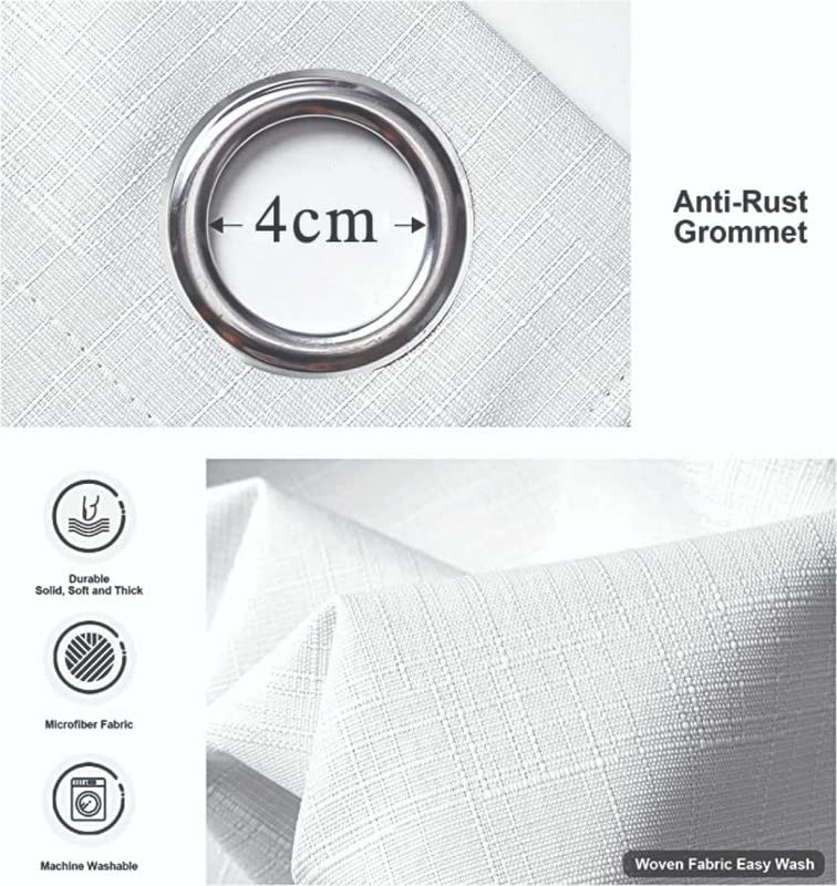 INtex Curtains Linen 100% Blackout Curtains for Bedroom Living Room Thermal Insulated Fabric -Room Darkening -Steel Grommet Window Curtains -1 Piece Ivory 140W X 250L CM