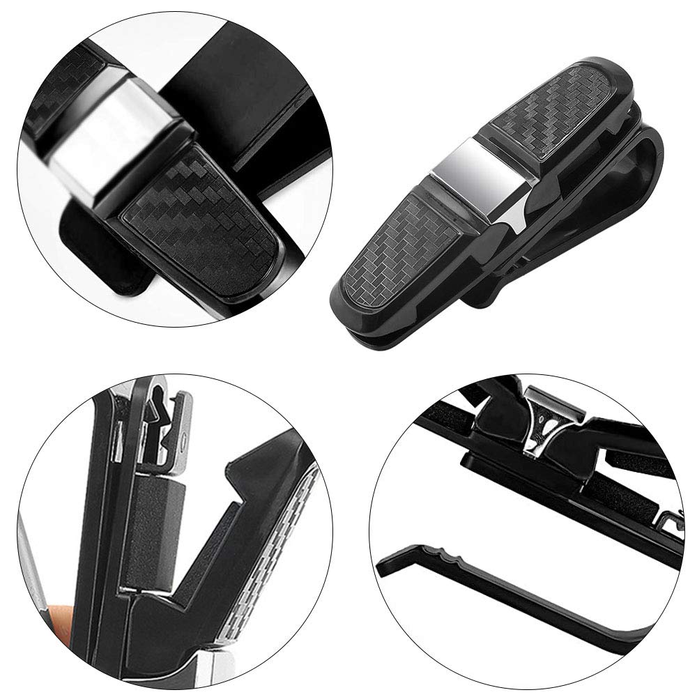 NA 2PCS Car Glasses Holder Car Sun Visor Sunglasses Holder with 180 Degree Rotational Ticket Card Clip Holder