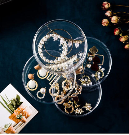 YAIHE Clear Acrylic 3,4,5Layer Jewelry make up tools Box 360 Degree Rotatable,Earrings Necklace Rings Organizer storage