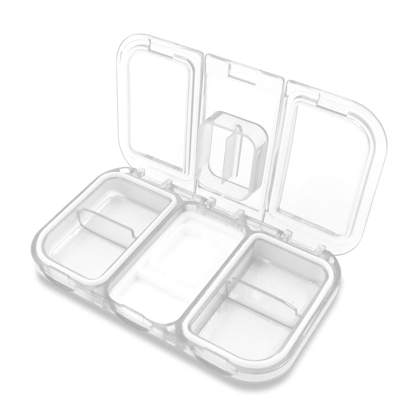 Roucerlin Pill Cutter for Small or Large Pills, Transparent Pill Splitter, Portable Pill Organizer with Stainless Steel Blade, Tablet Divider for Vitamins Big Medicine (White)