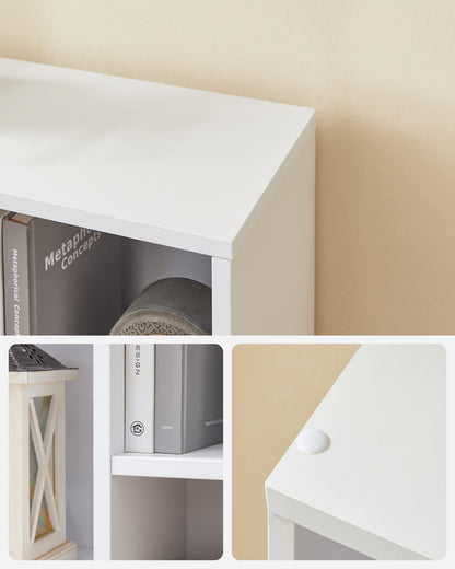 Furniflex Wooden Kids Bookcase with 5 Compartments, Floor Standing Storage Unit for Files, Decor, In Study or Children’s Room, Modern Design Furniture, 50 x 24 x 80 cm, White