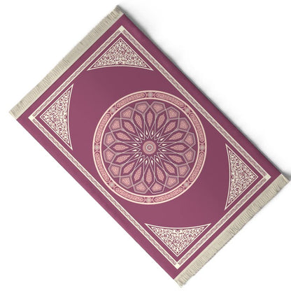 Velvet Prayer Mat in a deep Purple, 68x117 cm, a luxurious and soft rug with a classic dome design, perfect for creating a comfortable and dedicated space for your daily prayers