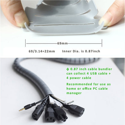 Cable Bundler Organizer Flexible & Expandable Cable Management Sleeve Coiled Tube Cable Collector- Dia. 0.87 Inch 9.5 Foot Length