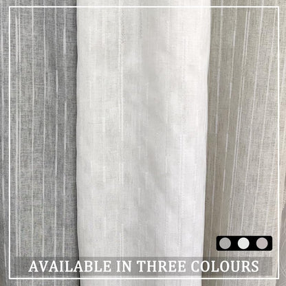 Intex CURTAINS HOUSE Natural Semi Sheer Linen Curtains for Living Room – Light Filtering Drapes with Steel Grommets and Random White Stripes, One Panel - Off-White - 200W x 230L CM